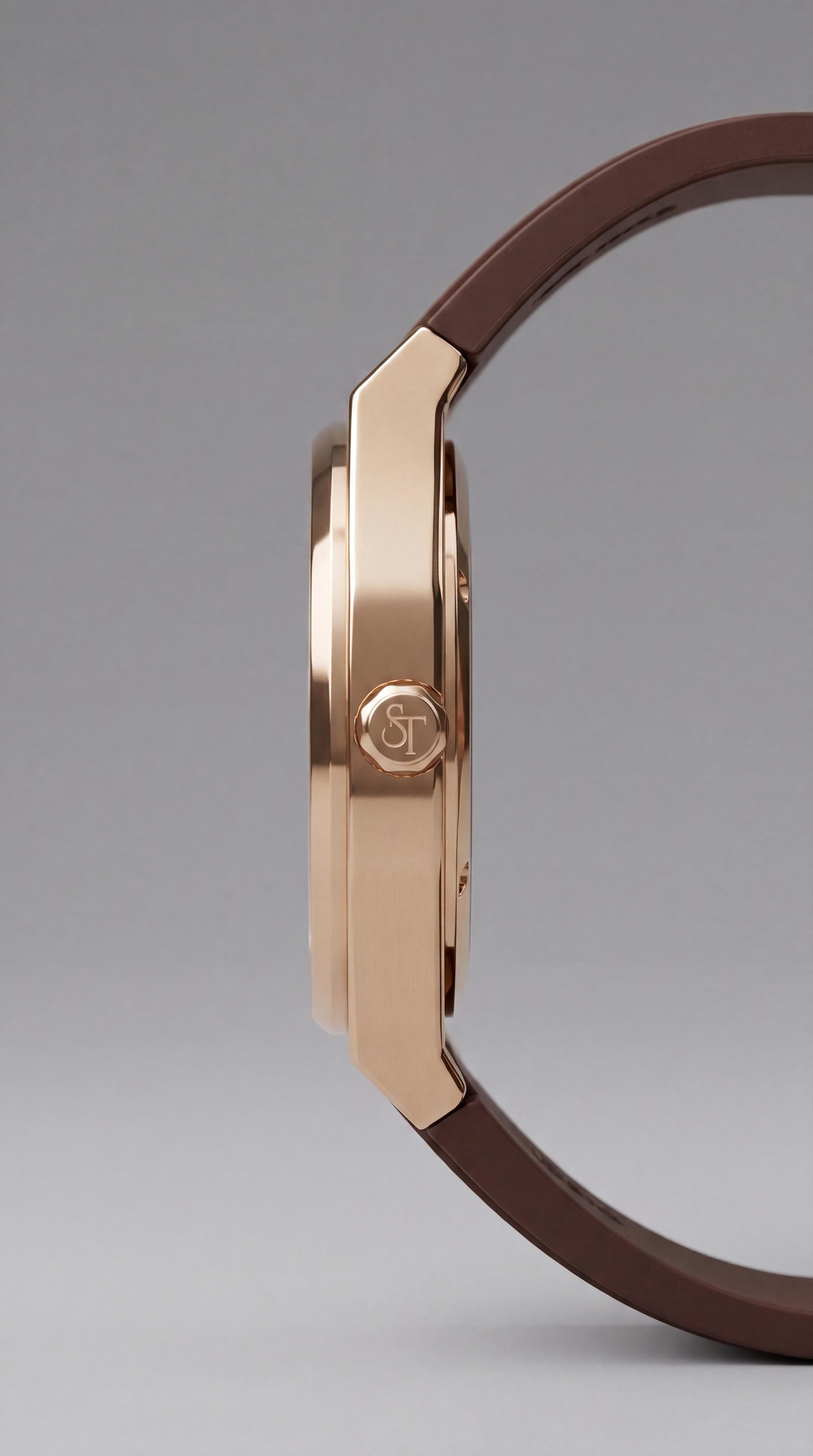 Brown Rubber Strap Chocolate Day-Date Watch by St. Maison