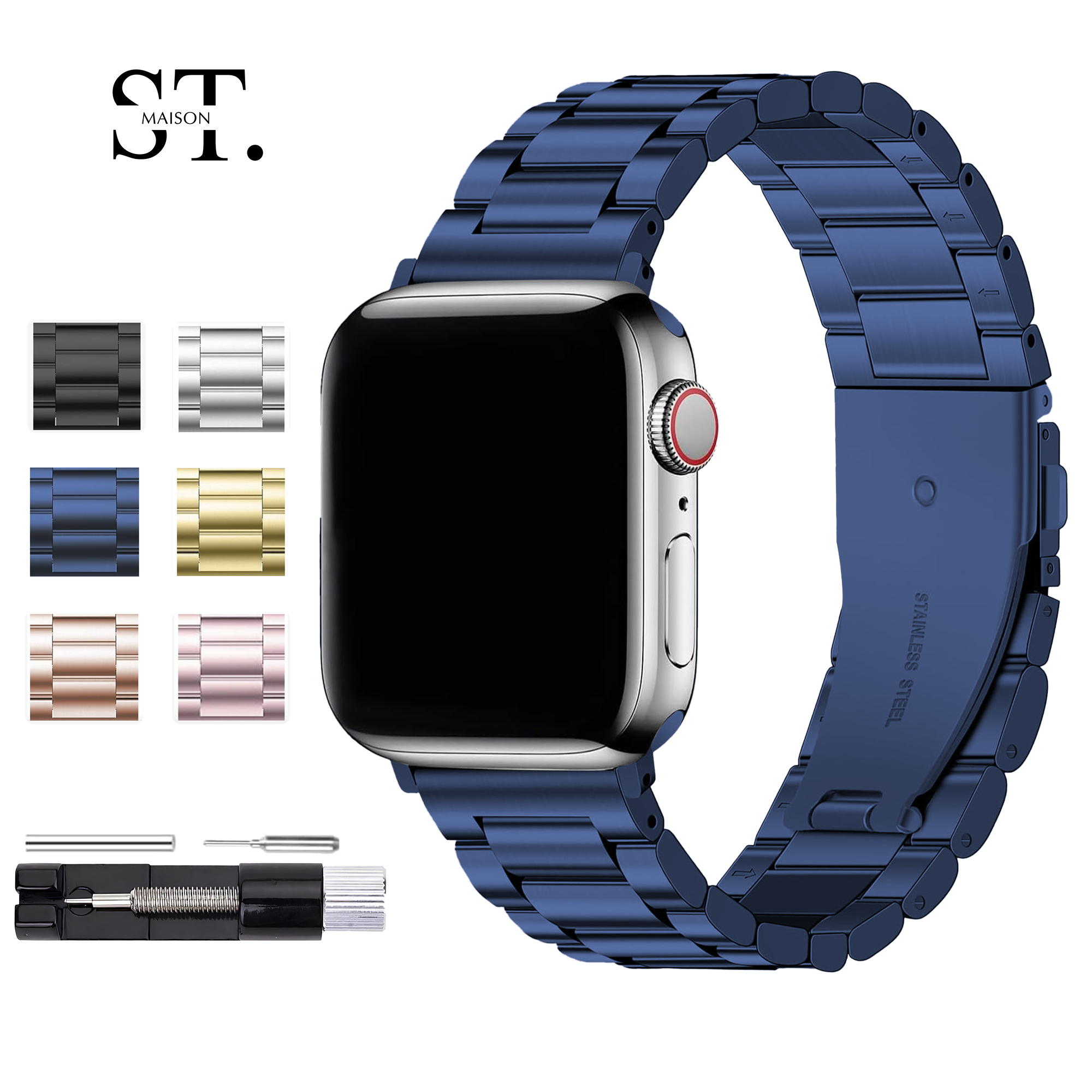 St. Maison Stainless Steel Bracelet – Compatible with Apple Watch