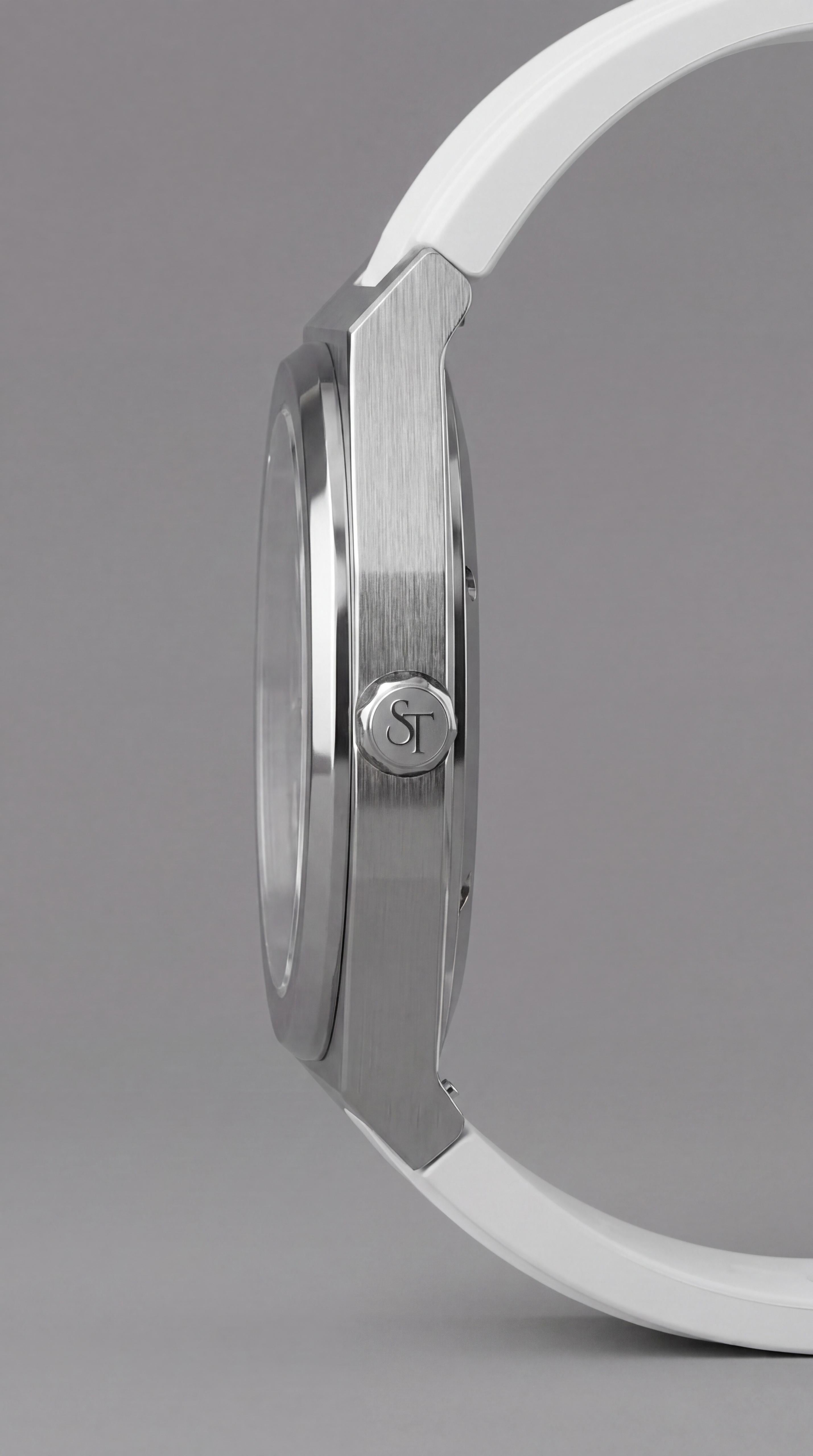 White Rubber Strap Black Day-Date Watch by St. Maison