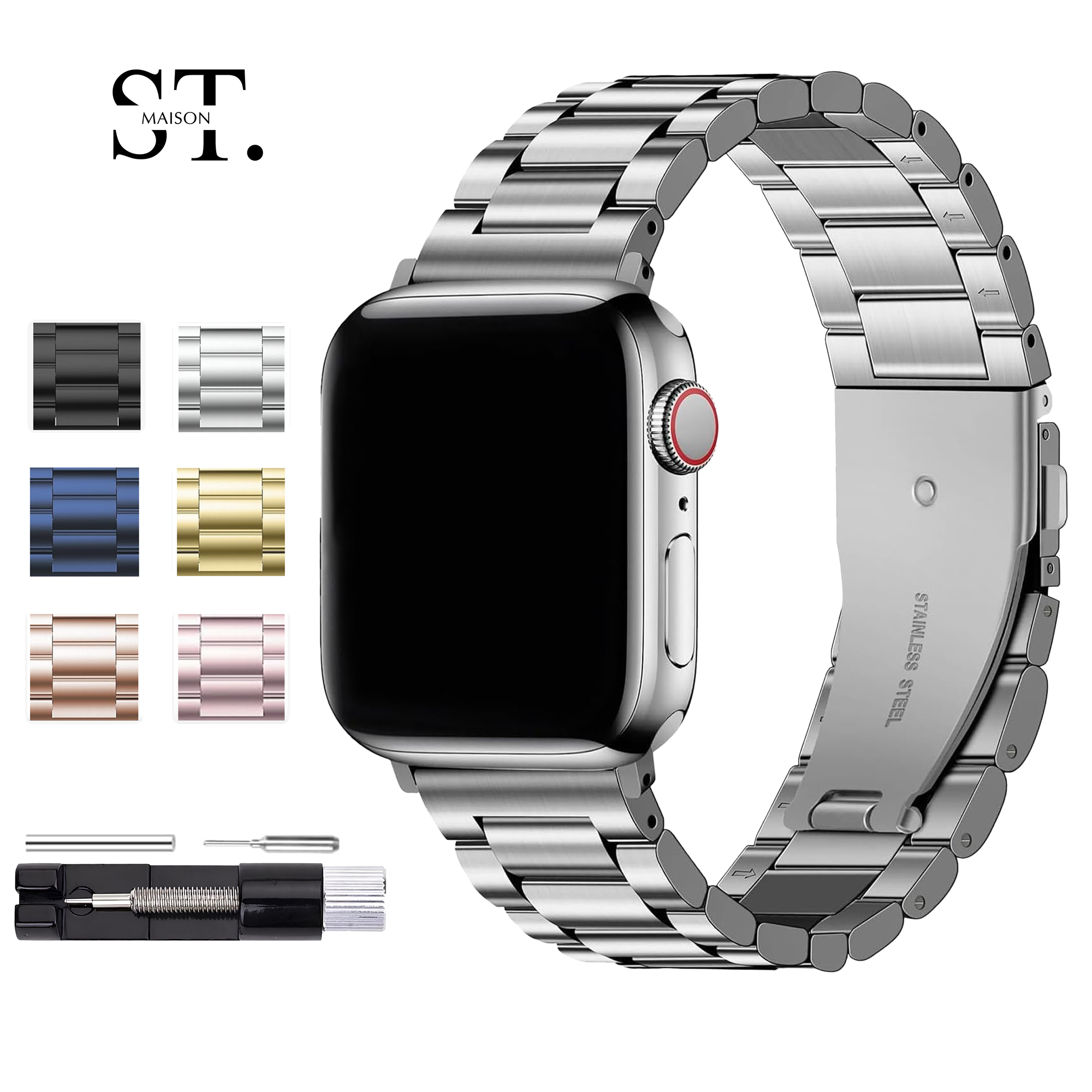St. Maison Stainless Steel Bracelet – Compatible with Apple Watch