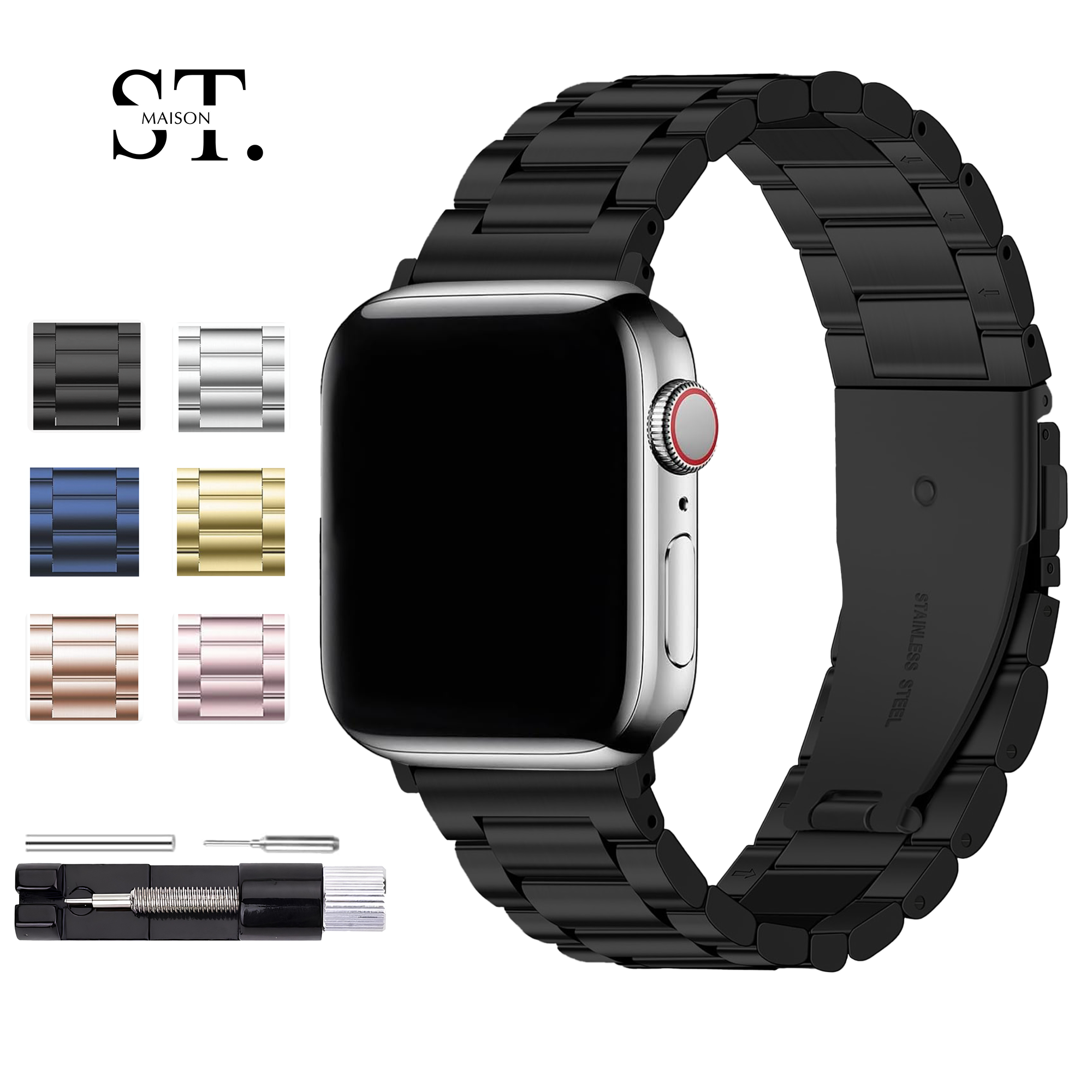 St. Maison Stainless Steel Bracelet – Compatible with Apple Watch