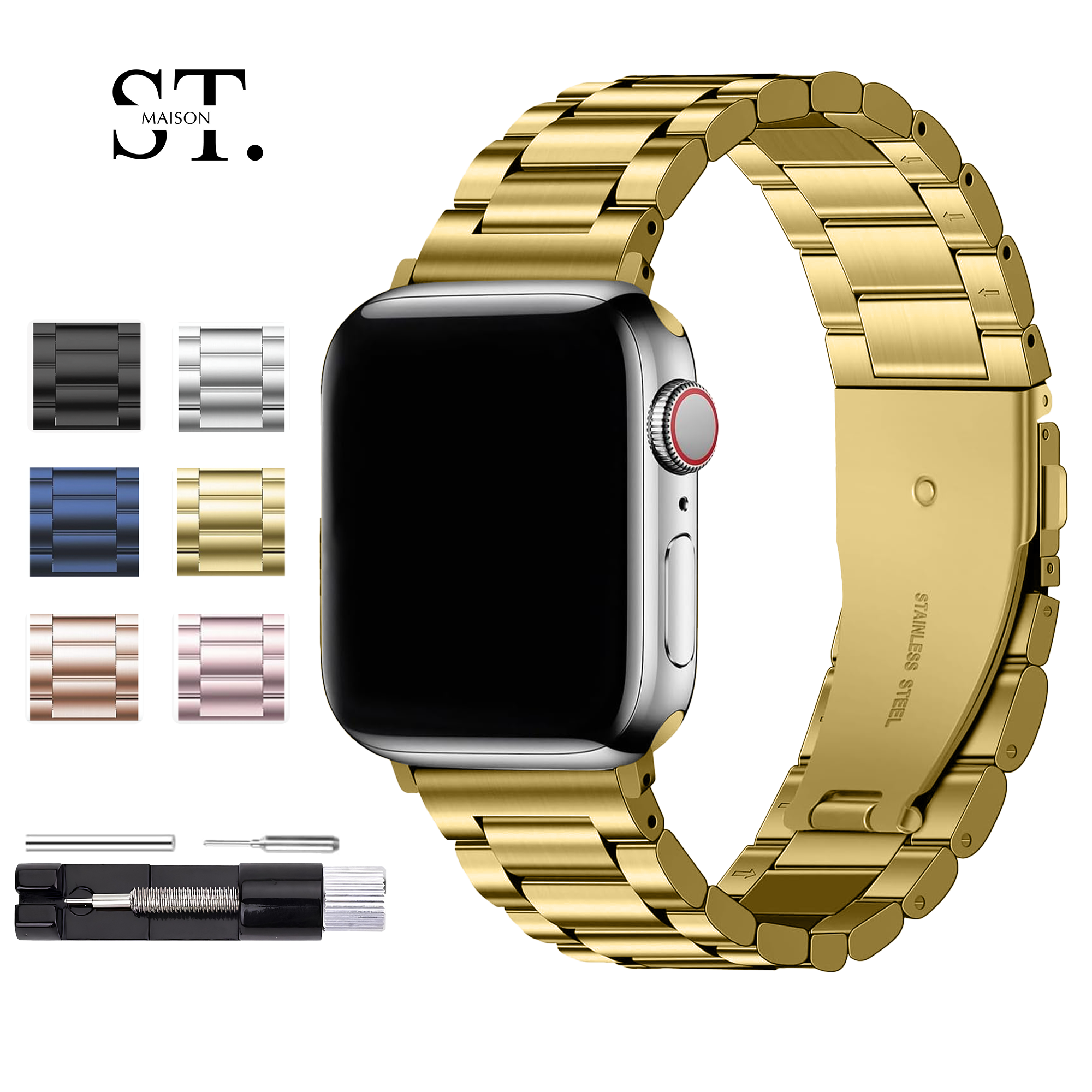 St. Maison Stainless Steel Bracelet – Compatible with Apple Watch