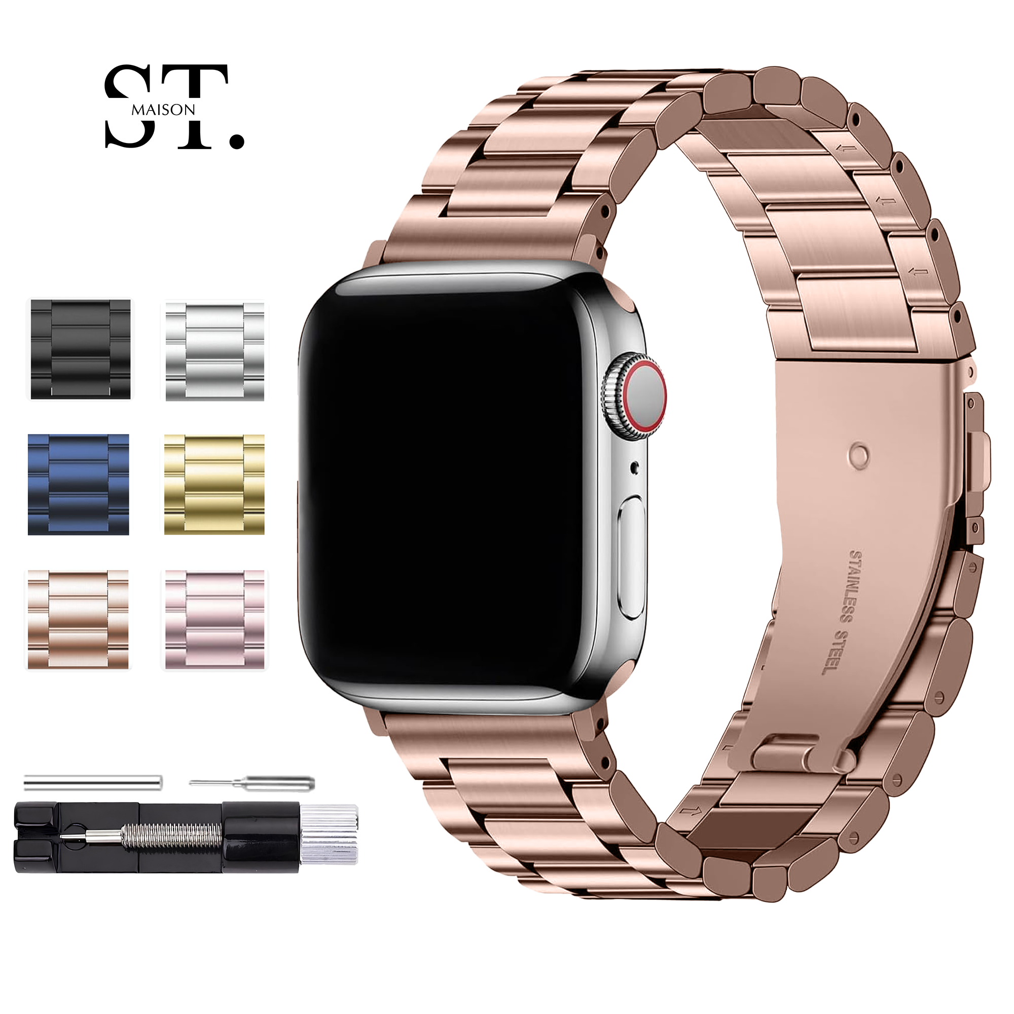 St. Maison Stainless Steel Bracelet – Compatible with Apple Watch