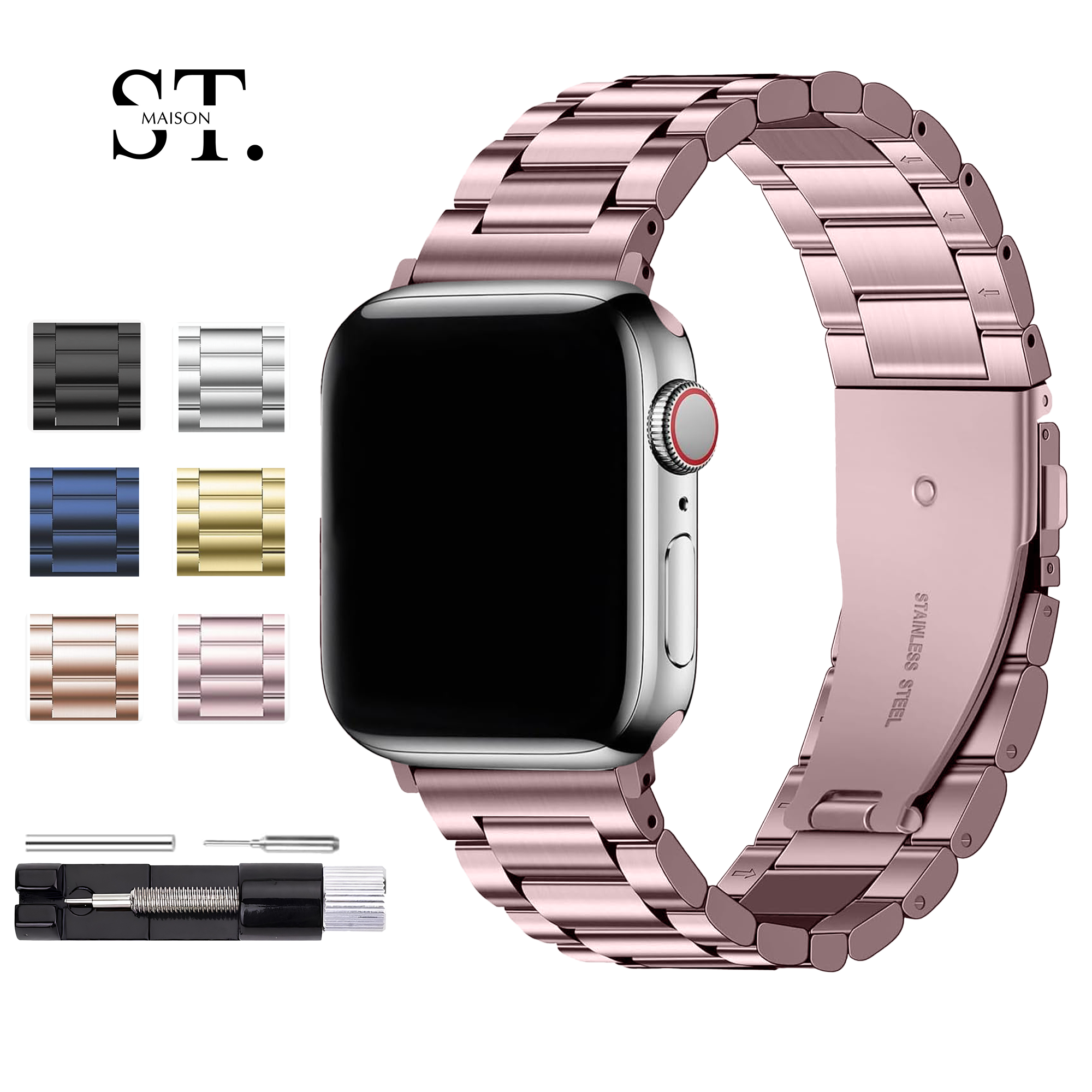 St. Maison Stainless Steel Bracelet – Compatible with Apple Watch