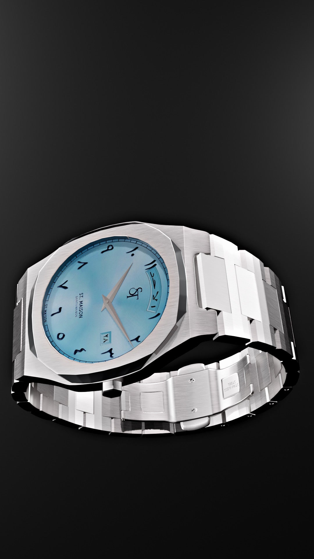 Babyblue Day-Date Arabic Dial 