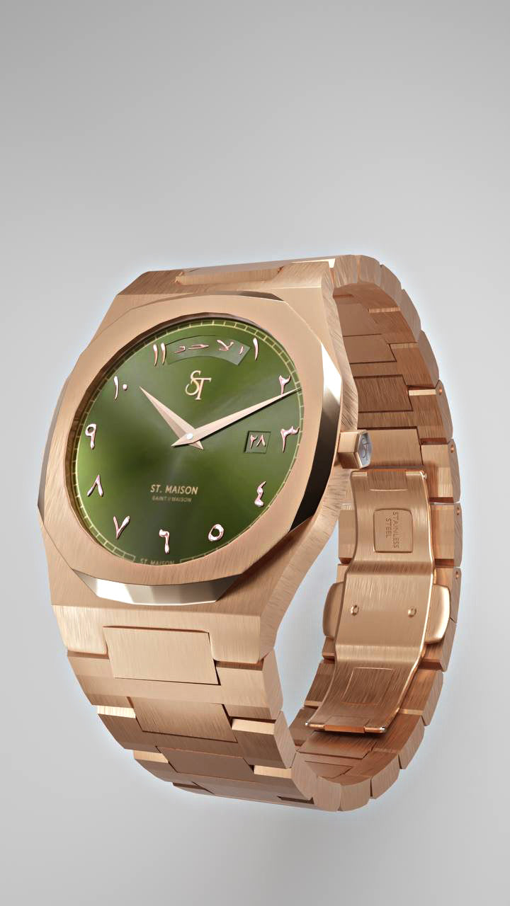 St. Maison Arabic Olive Green Dial Watches | Oyster Green